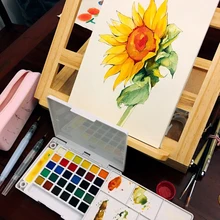 Японский Cherry вый твердый набор акварельных красок 24 цвета 48 цвет твердый переплет ручная роспись твердая акварель Terrence краска акварель b