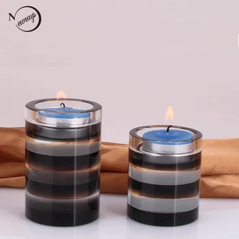 

Nordic simple crystal candle holders with 3 colors modern home deco candles for bedroom holiday living room restaurant bathroom