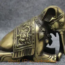 Народные Китайский Бронзовый Сбор Животных Fly Dragon Лежал Слон Heffalump Статуя