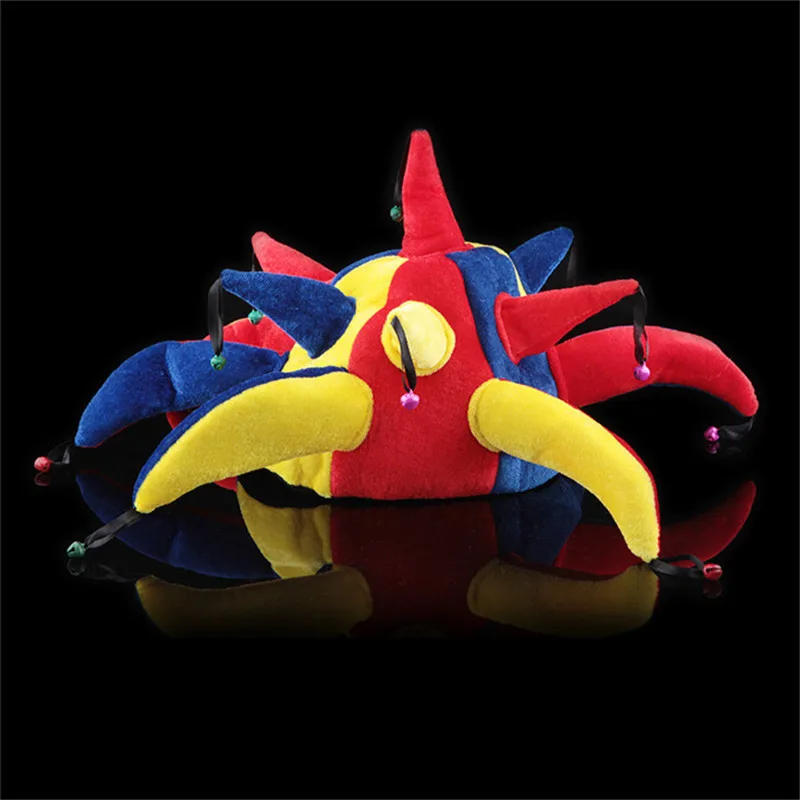 Multicolor Funny Halloween Jester Hat Clown Cosplay Cap Mardi Gras Halloween Accessory Men Women with Bells Party Supplies FE75 (6)