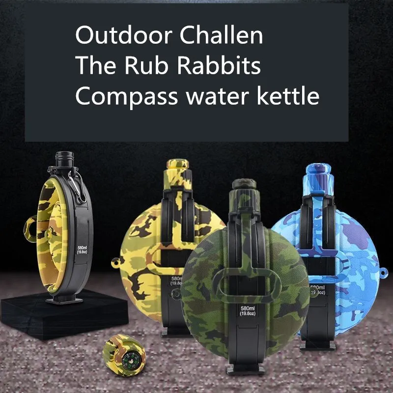500-1000ML Natural hiking camping, ultralight portable traveling sport kettle Large Capacity Compass design Outdoor Sports tour