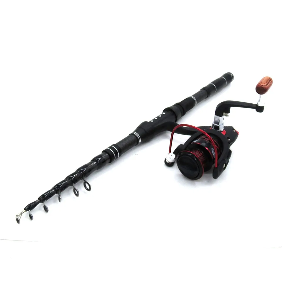 telescopic spinning fishing rod with reel 1.8-2.7m carbon rod combo ultralight travel stick set 12BB 5.5:1 spinning reel