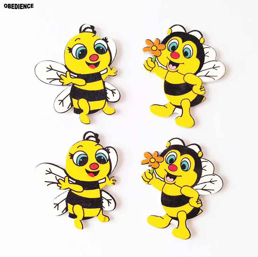 

OBEDIENCE 20pcs 50*42mm Creative Wooden Buttons Cartoon Bee Scrapbook Sewing Accessories DIY Craft Tools