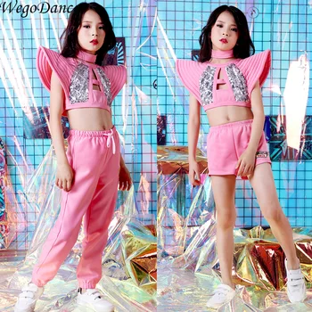 

New Children's Jazz Dance Costume Girl Model Walking Hip-hop Suit Performance street dance Costumes