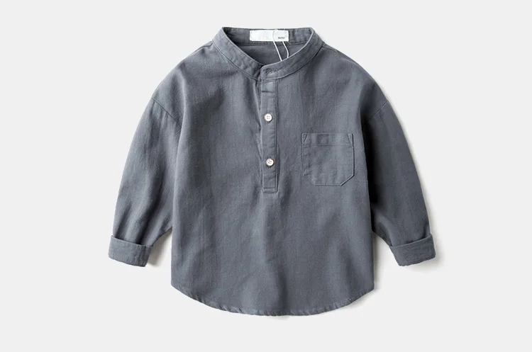 Рубашки для мальчиков с длинными рукавами; однотонная хлопковая Детская рубашка для мальчиков; сезон весна-осень; детская одежда в японском стиле; блузки для мальчиков; BC536