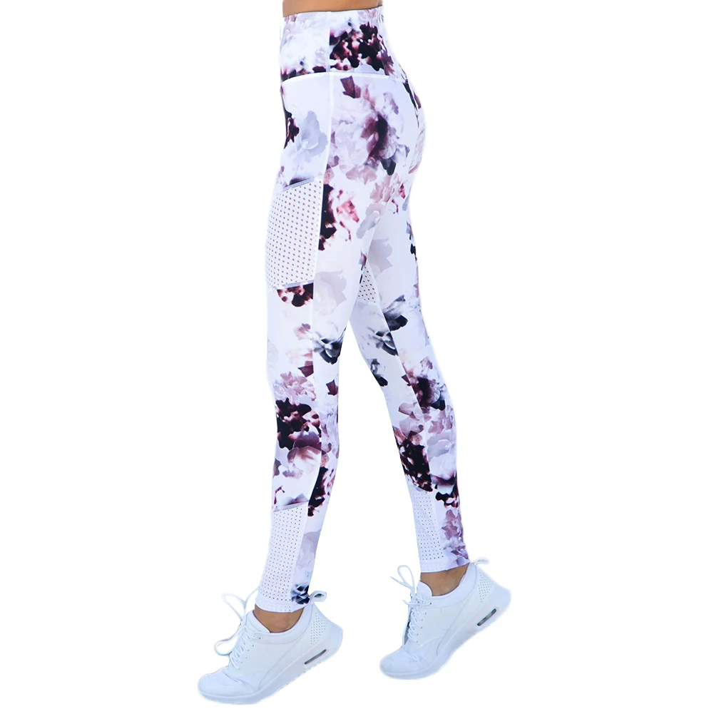 Sexy Floral Printed Yoga Pants Women Fitness Tights Workout Gym Running Bottom Slim High Waist Sports Leggings Training Clothing
