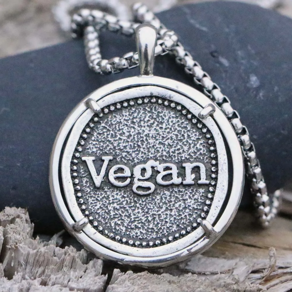 Tkuamigo Men Vegan Necklace Statement Vegetarian Symbol Pendant