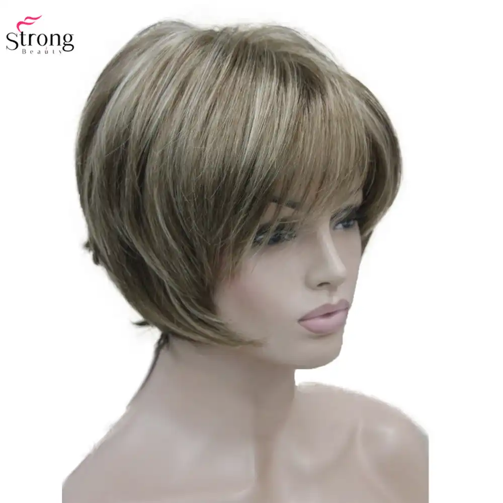 Strongbeauty Synthetic Wig Women S Ash Brown Blonde Highlighted
