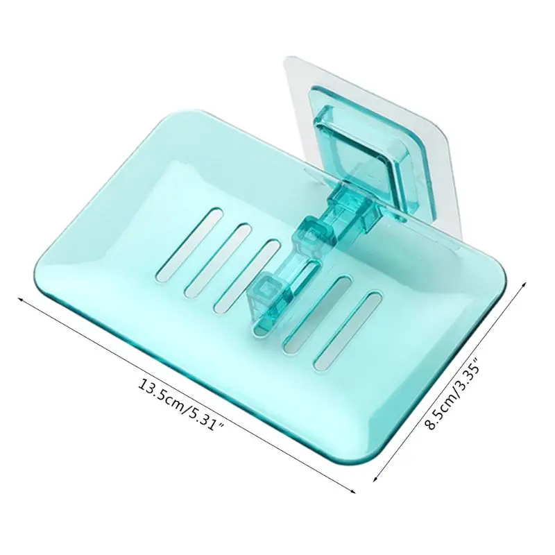 Clear Soap Holder Stylish Storage Stick On Wall Dish With Adhesive Tape Draining Design For Home