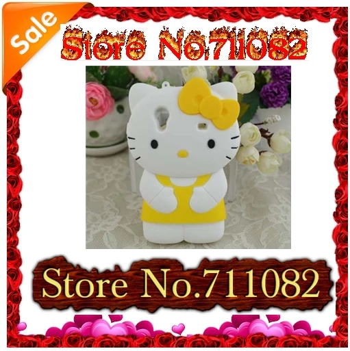 Lovely 3D Kitty cat Silicone soft Case for Samsung Galaxy Ace S5830 100pcs Factory Outlet DHL |