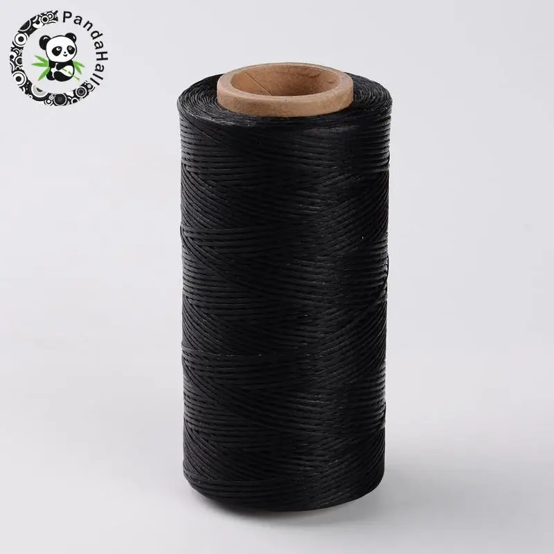 

Flat Waxed Polyester Cords, Black, 1x0.3mm; about 260m/roll