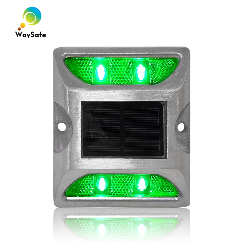 Квадратный дизайн зеленый светодиодный мигающий свет солнечной энергии подъездная дорога выступающий отражатель для дорожек маркер