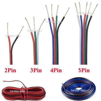 

2 3 4 5 pin RGB RGBW extension cable cord Led Power pixel wire 22AWG /M