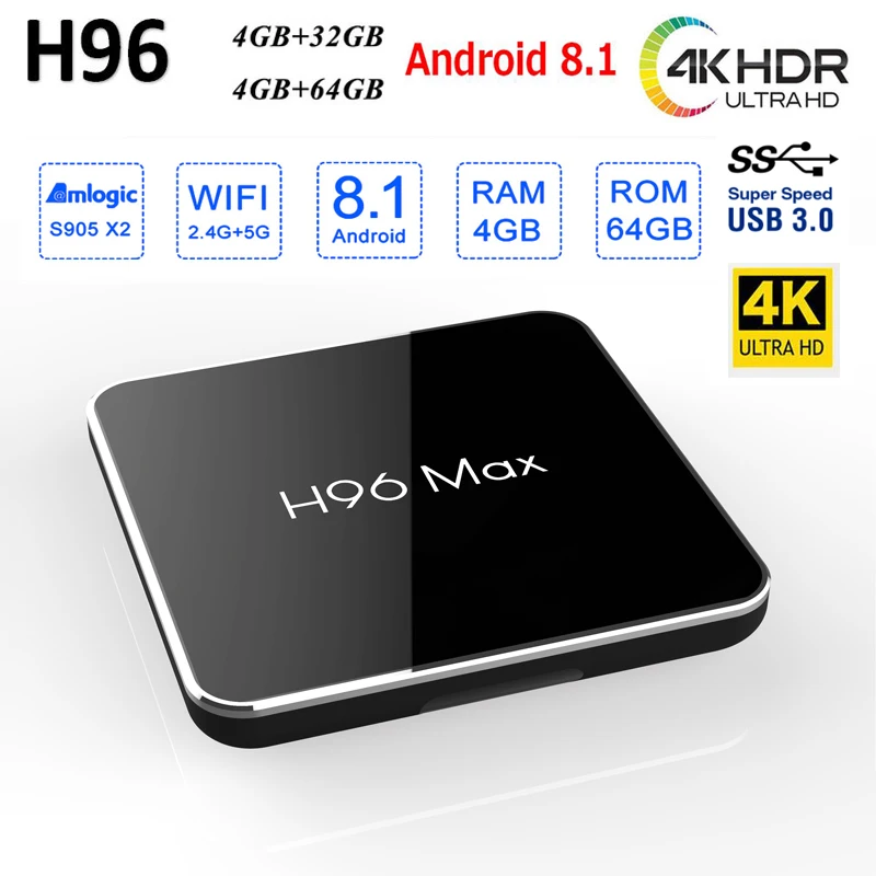 H96 maxx2 Android 8.1 IPTV TV Box Amlogic S905X2 4+32G/64GB USB 3.0 4K H.265 FULL HD IPTV Subscription M3U Smart TV BOX TV
