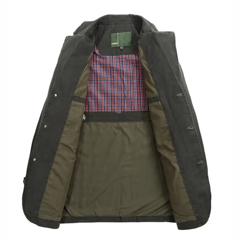Spring Autumn Military Blazer Jacket Men Casual Cotton Washed Coats Army Bomber Suit Jackets Denim