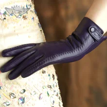 KLSS Брендовые женские перчатки из натуральной кожи, элегантные женские перчатки из овчины с пряжкой, высококачественные перчатки из козьей кожи K860