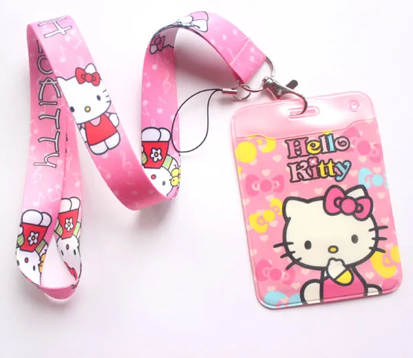 lot Cartoon cat mix Lanyards ID Card Badge Holder Keychain Neck Key