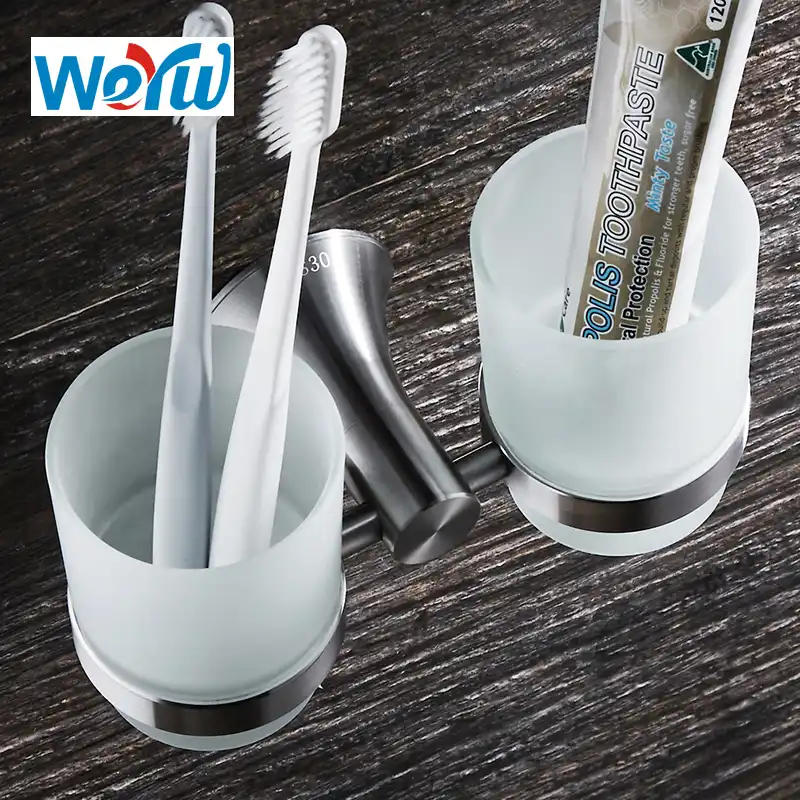 Weyuu Wall Mounted Brushed Nickel Cup Tumbler Toothbrush Holder Weyuu Wall Mounted Brushed Nickel Cup