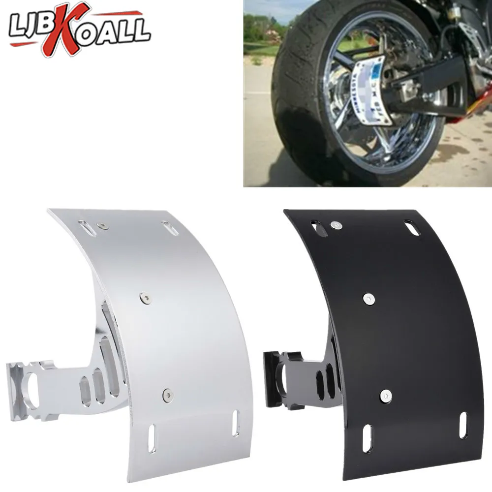 Motorcycle Swingarm Side Mount Curve License Plate Bracket Holder for