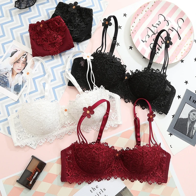

Wofee Young Girl Training Bra Teen Lingerie Kids Girls Half Cup Adjustable Bra. Small Chest, Sexy Underwear Puberty Bra Set