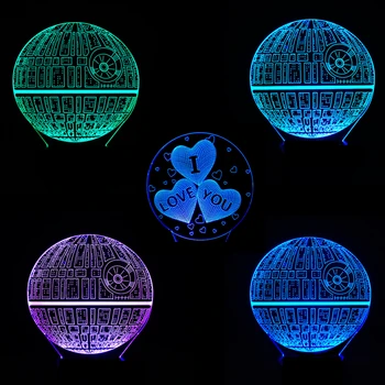 

Stars Wars LED 3D Night light 7 Colors Changed Creative Ambient Light 3D visual light Desk Lamp Home Lighting Bulbing Kids Gifts