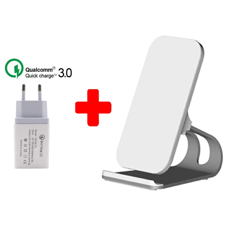 White With EU Plug Qi Беспроводное зарядное устройство Подставка 10 Вт Быстрая зарядка беспроводное зарядное устройство для телефона индукция для iPhone XS Max XR X 8 samsung S8 S9 Plus - Тип штекера: White With EU Plug