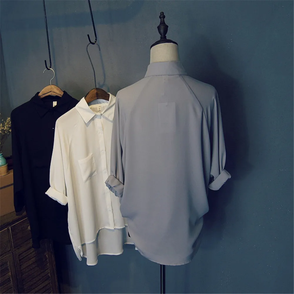 Boyfriend Style Casual Chiffon white Long Women blouse shirt oversized Long sleeve loose shirt office wear casua tops blusas (5)