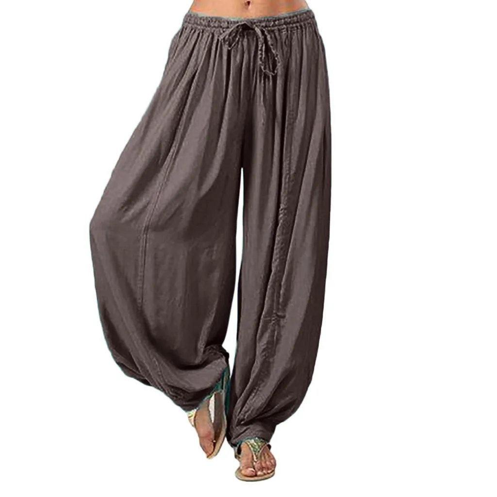 Plus Size Solid Casual Comfy Harem Pant with Pockets