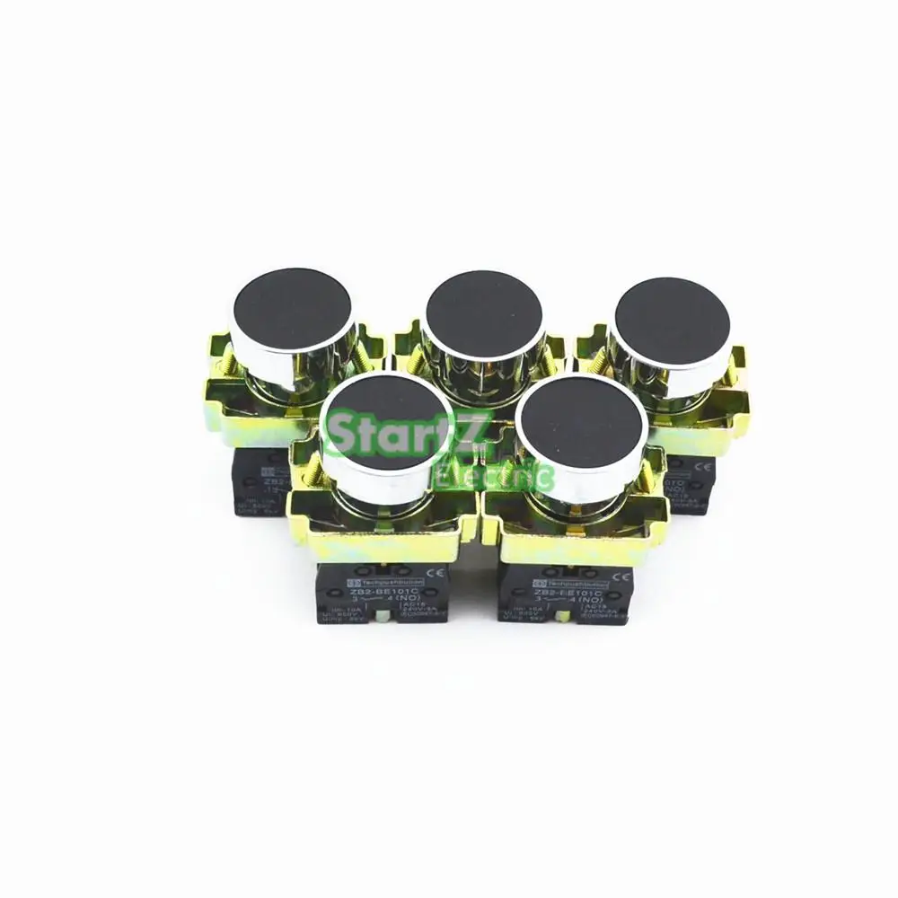 

5Pcs 22mm Black Momentary Push Button Switch XB2-BA21 1NO
