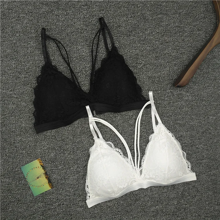 

2019 Strap Lace Sexy Women Casual Lace Bralette Padded Bra Stretch Sleeping brassiere Fashion wireless bra top High quality