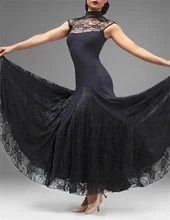 Ballroom Waltz Tango Foxtrot Dress Lady’s Elegant Black Sleeveless Stage Wear Women Ballroom Flamenco Dancing Dresses