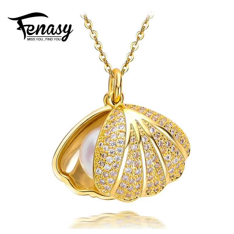 

FENASY Big size beads,shell pearl jewelry freshwater Pearl necklace women pendant,chain bohemian wedding engagement jewelry