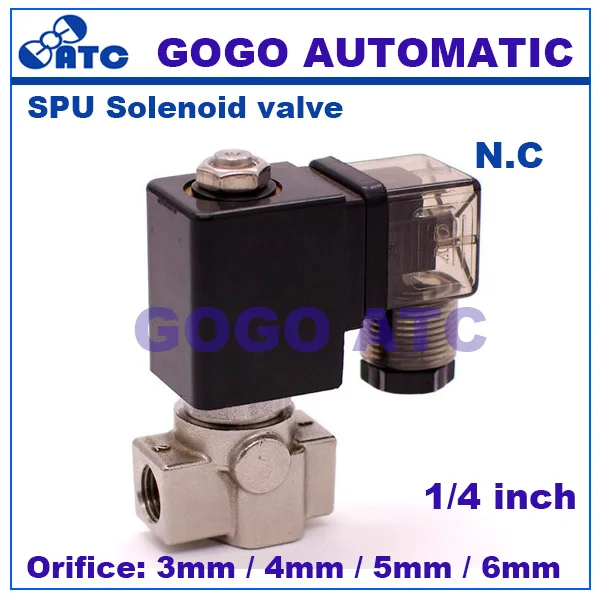 GOGO 0-16bar/10 бар/5 бар/3 бар 2 способа SS304 воды Соленоидный клапан нормально закрытый порт G1/" отверстие 3 мм/4 мм/5 мм/6 мм Прямой Клапан
