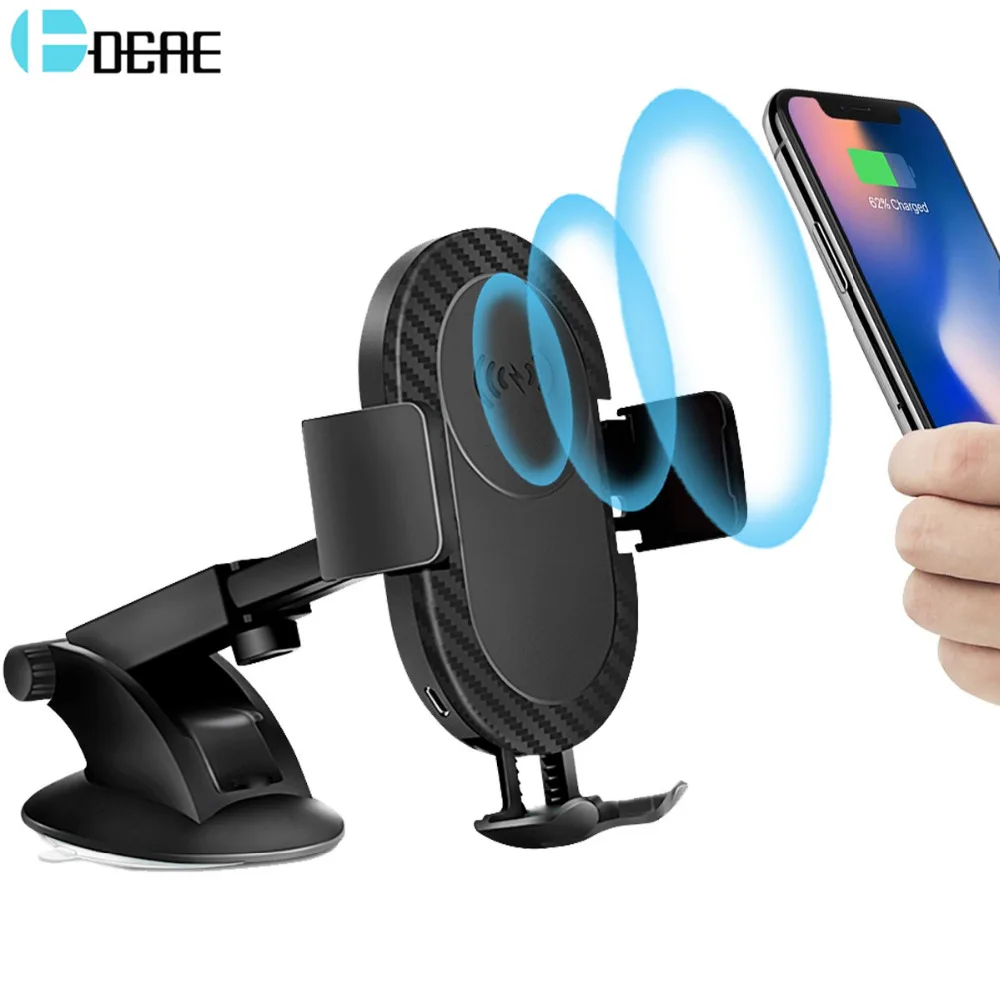 DCAE Qi Wireless Charger for iPhone XS Max X XR 8 Plus Samsung S9 S8 Note 9 8 Car Wireless Charging Stand Mobile Phone Holder