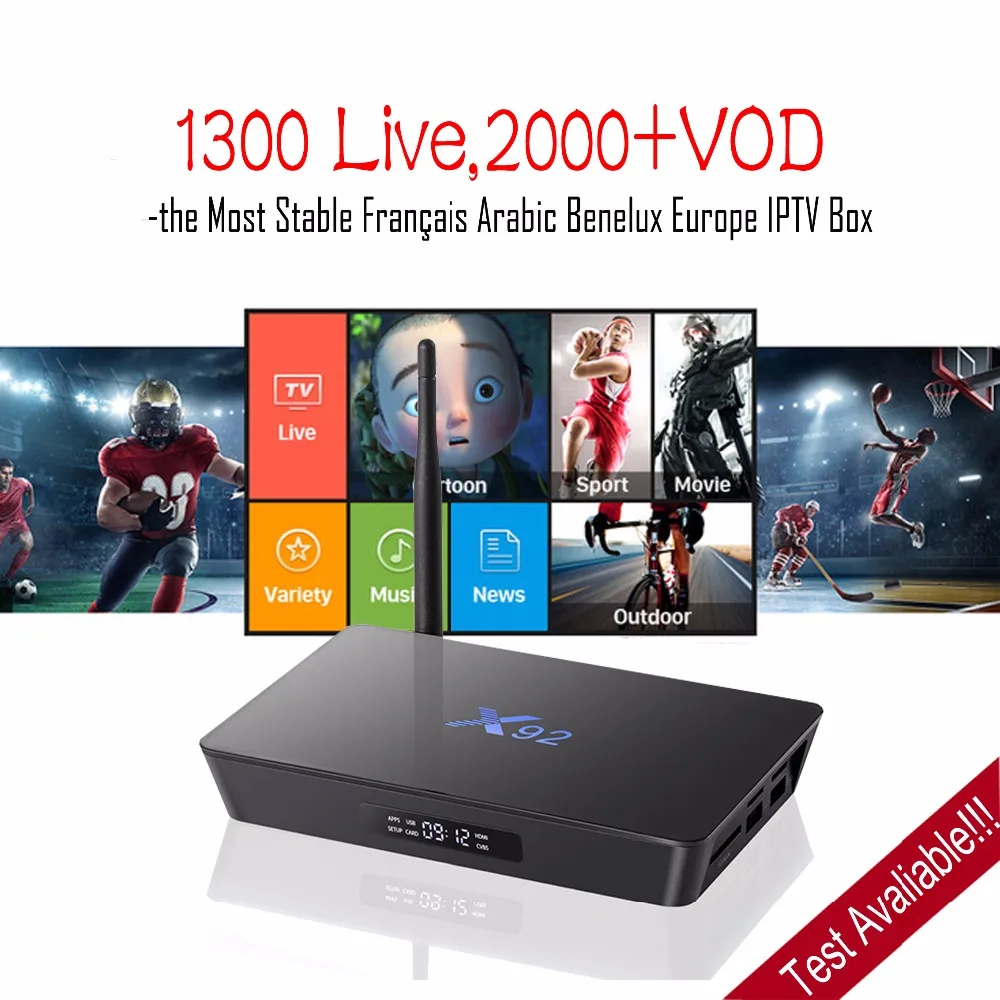 X92 Android TV Box with Arabic French Benelux IPTV Subscription 1 Year WEINTV IPTV Better than QHDTV NEOTV 1300 channel,2000 VOD X92 Android TV Box with Arabic French Benelux IPTV Subscription 1 Year WEINTV IPTV Better than QHDTV NEOTV 1300 channel,2000 VOD