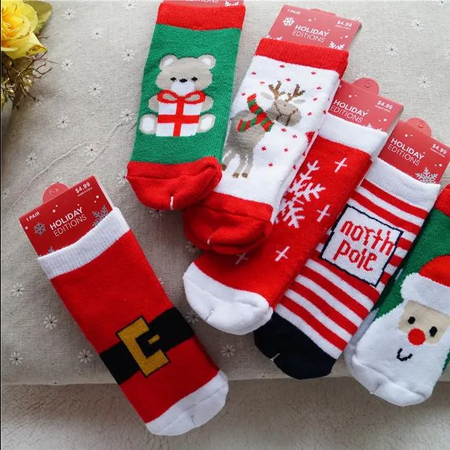 christening gift warm baby christmas socks cute ruffle xmas knitted baby christmas sock