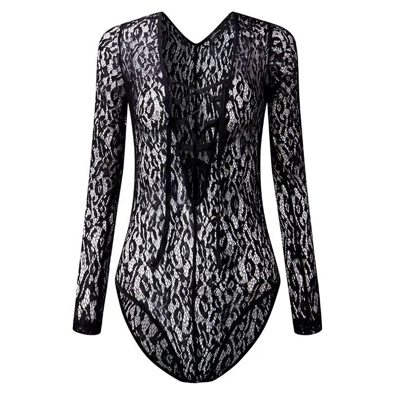 Celmia Women White Crochet Lace Bodysuits 2018 Sexy Deep V Neck Lace Up See Through Jumpsuit Clubwear Plus Size Rompers Playsuit Celmia Women White Crochet Lace Bodysuits 2018 Sexy Deep V Neck Lace Up See Through Jumpsuit Clubwear Plus Size Rompers Playsuit