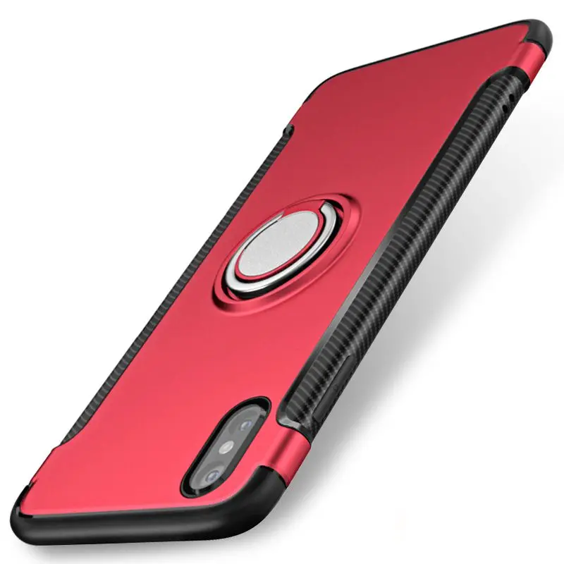 For iPhone X Универсальный магнитный автомобильный чехол-держатель для iPhone x 7/8 Plus чехол 360 Вращающийся на палец чехол для телефона с кольцом - Цвет: For iPhone X
