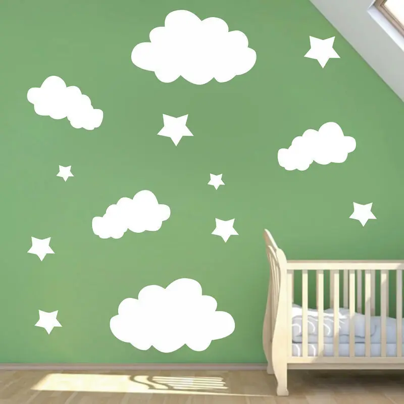 Star & Cloud Wall Decals Nursery Vinyl Wall Stickers for Baby Room Decorationin Wall Stickers