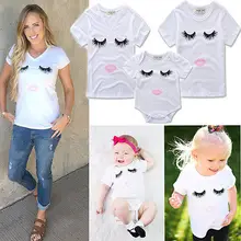 Famliy Matching Newborn Infant Kids Baby Girl Romper Eyelashes lips T Shirts Jumpsuit Bodysuit Clothes Outfits