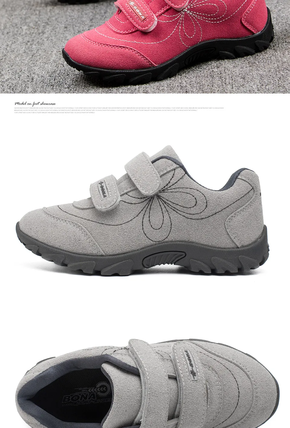 Bona New Arrival Hot Estilo Casual Meninas Calçados Hook & Loop Calçados Infantis Confortáveis Tênis Meninas Luz Suave Frete Grátis 30 Cheap girls sneakers