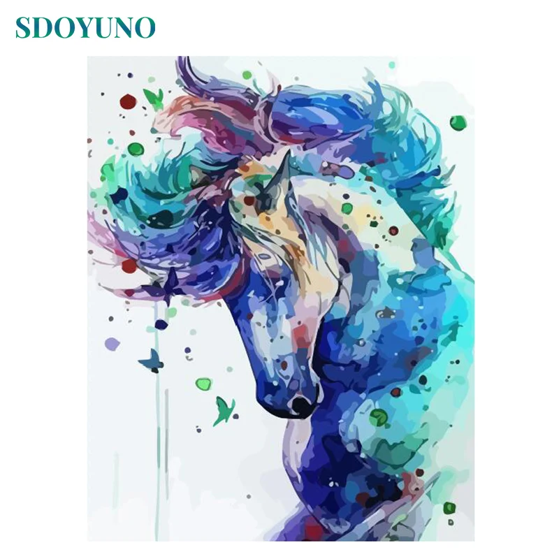 

SDOYUNO Horse Painting By Numbers For Adults Framed 40x50cm DIY Gift Home Decoration Coloring By Numbers on canvas for kids
