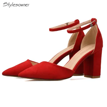 

Stylesowner 2018 New Arrival New Style Shallow Open Side Woman Pumps Shoes with Buckle Strap Pointed Toe Single Shoes Sexy Style