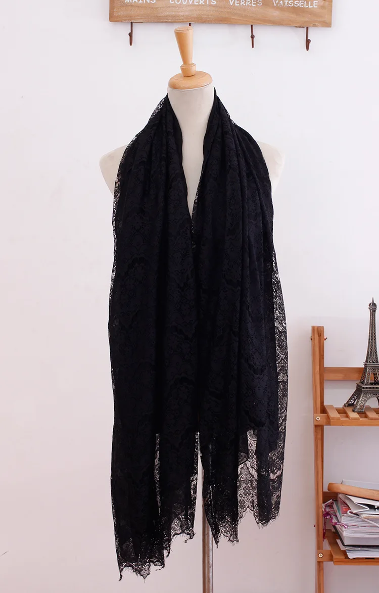 Online kopen Wholesale zwart kant sjaals uit China zwart 