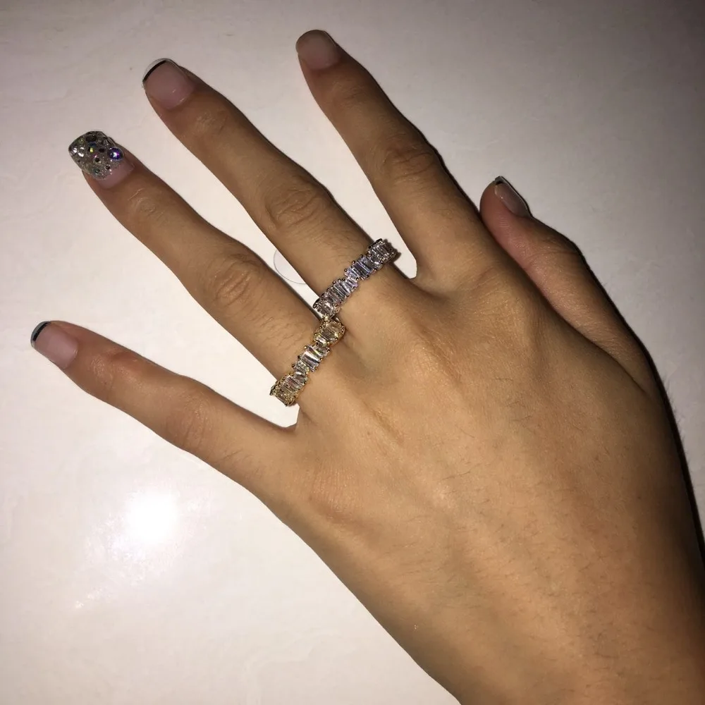 Thin Baguette T Ring Brand Engagement Handmade Trapezoid Stone Rings For Women Fashion Finger Accessories Anel Wedding Band