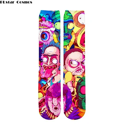 Носки Plstar Cosmos Rick and Morty, носки с 3d рисунком, мужские и женские забавные носки с 3D принтом, высококачественные носки с рисунками, dropshopping-2 - Цвет: 1