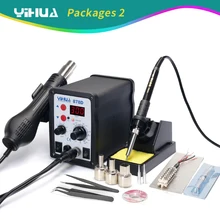 220 В 110 В опционально YIHUA 878D фена паяльная станция с 907A паяльник станция