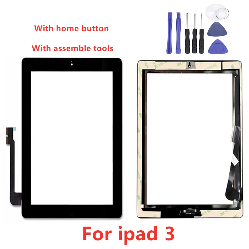 Touch Screen Digitizer Display Glass Home Button for iPad 3 A1416 A1430 A1403