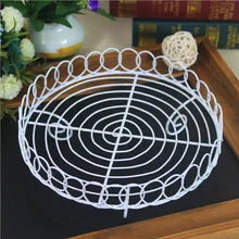 Средиземноморская белая настольная корзина для хранения Круглый Поднос обеденный стол фруктовый поднос кухонные принадлежности Европейский металлический фото реквизит