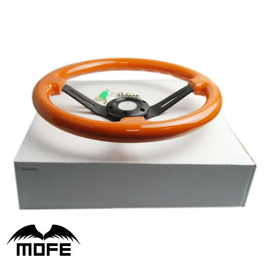 Рулевое колесо из настоящего дерева Mofe Racing Алюминиевые черные спицы 53 мм